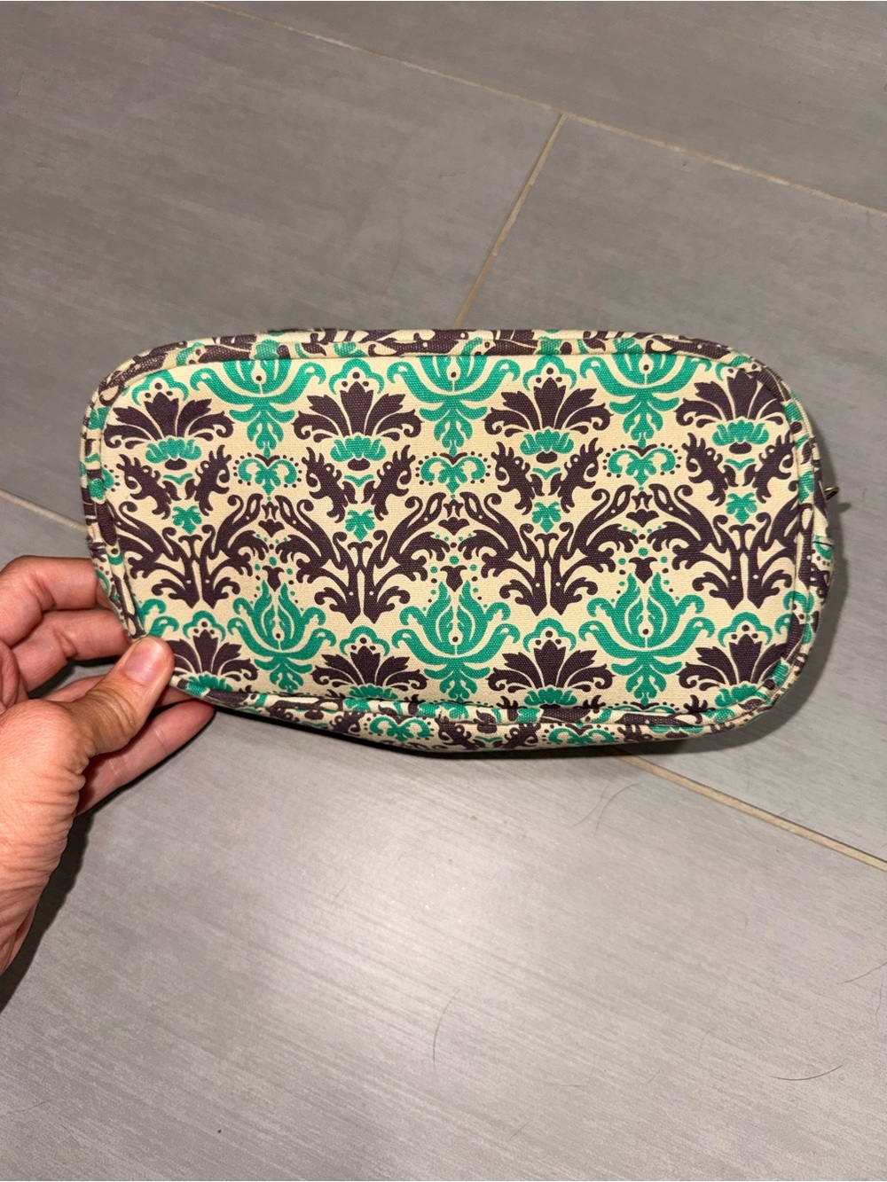 Patterned Green and Brown Women's Cosmetic Pouch